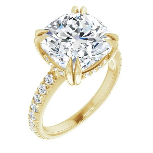 Double Claw-Prong Accented Engagement Ring Hudson Valley Goldsmith New Paltz, NY