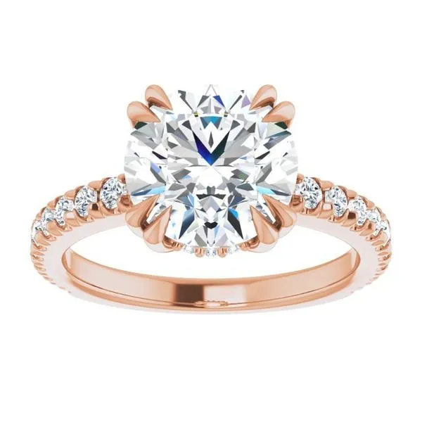 Double Claw-Prong Accented Engagement Ring Image 3 The Jewelry Source El Segundo, CA