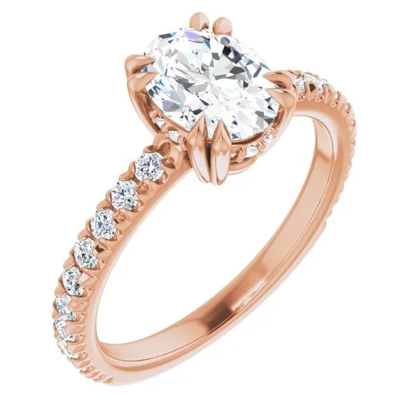 Double Claw-Prong Accented Engagement Ring Hudson Valley Goldsmith New Paltz, NY