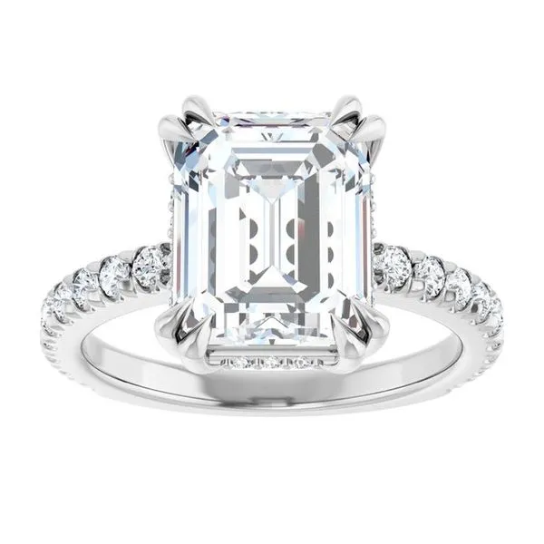 Double Claw-Prong Accented Engagement Ring Image 3 The Jewelry Source El Segundo, CA