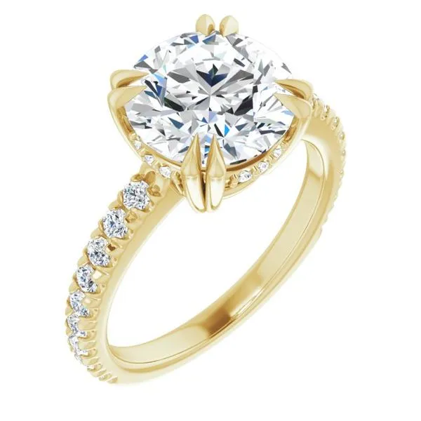 Double Claw-Prong Accented Engagement Ring Hudson Valley Goldsmith New Paltz, NY