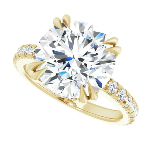 Double Claw-Prong Accented Engagement Ring Image 5 Hudson Valley Goldsmith New Paltz, NY