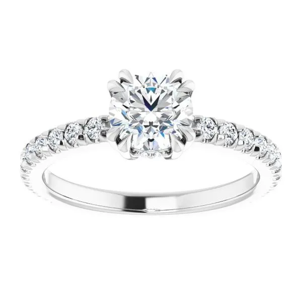 Double Claw-Prong Accented Engagement Ring Image 3 JF Jones Jewelers Rochester, NY