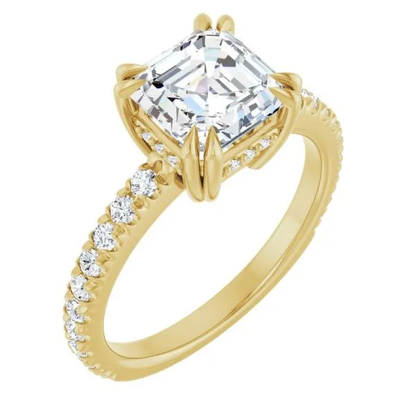 Double Claw-Prong Accented Engagement Ring J. West Jewelers Round Rock, TX