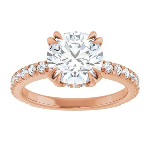 Double Claw-Prong Accented Engagement Ring Image 3 Hudson Valley Goldsmith New Paltz, NY