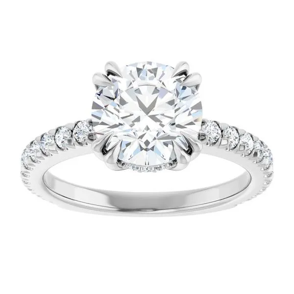 Double Claw-Prong Accented Engagement Ring Image 3 The Jewelry Source El Segundo, CA