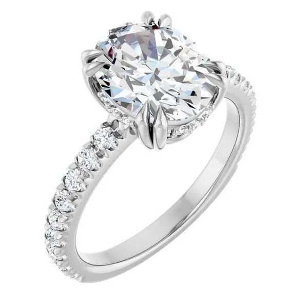 Double Claw-Prong Accented Engagement Ring Hudson Valley Goldsmith New Paltz, NY