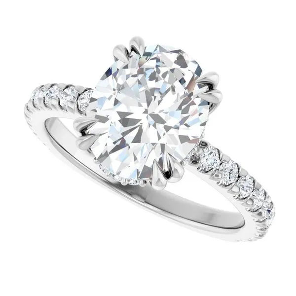 Double Claw-Prong Accented Engagement Ring Image 5 Hudson Valley Goldsmith New Paltz, NY