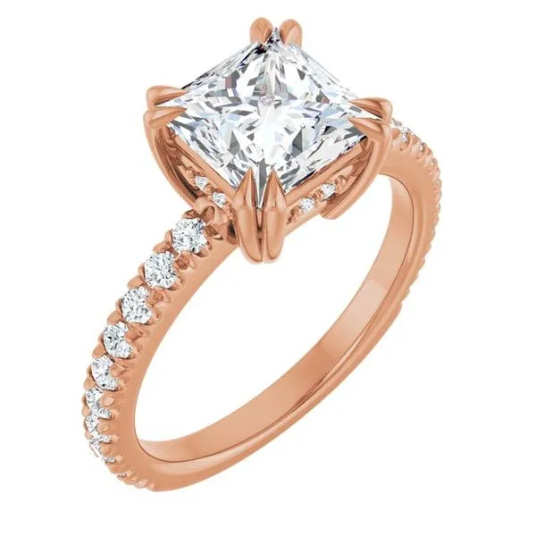 Double Claw-Prong Accented Engagement Ring J. West Jewelers Round Rock, TX