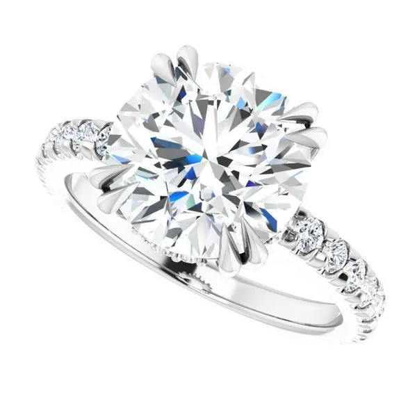 Double Claw-Prong Accented Engagement Ring Image 5 Hudson Valley Goldsmith New Paltz, NY