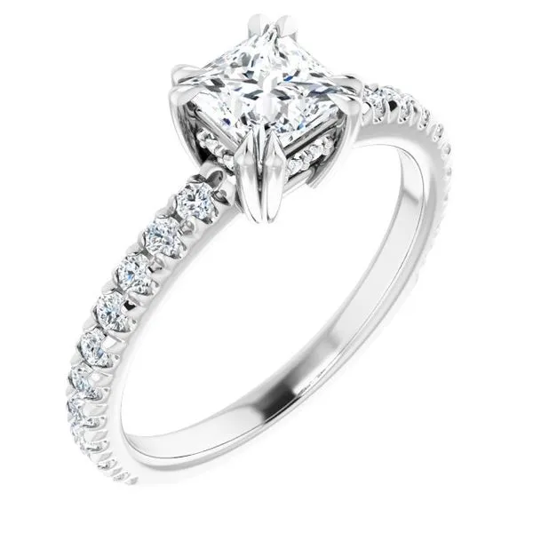 Double Claw-Prong Accented Engagement Ring Hudson Valley Goldsmith New Paltz, NY