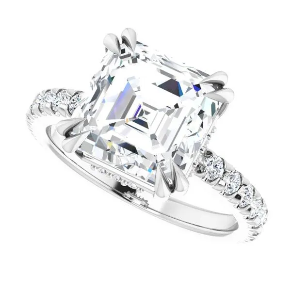 Double Claw-Prong Accented Engagement Ring Image 5 Hudson Valley Goldsmith New Paltz, NY