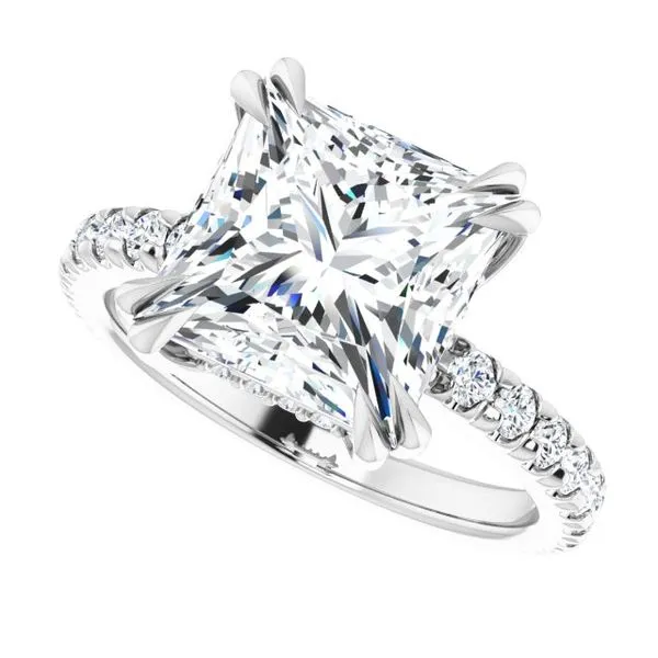 Double Claw-Prong Accented Engagement Ring Image 5 Hudson Valley Goldsmith New Paltz, NY