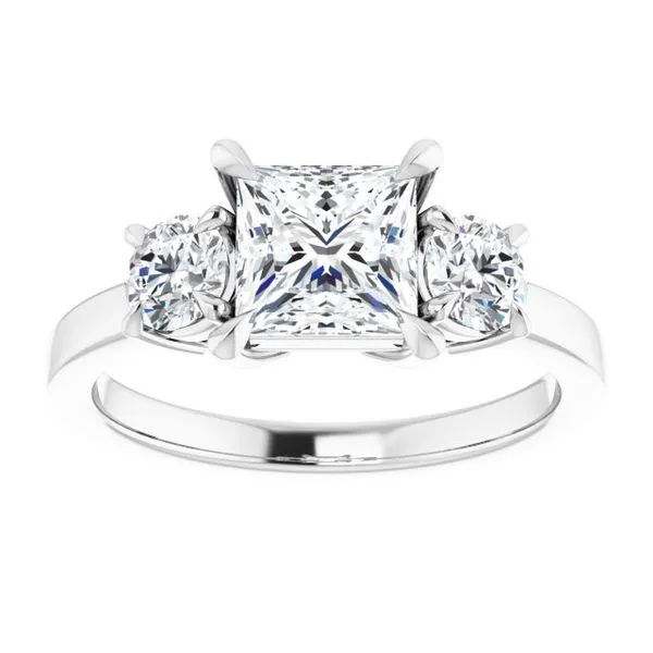 Bezel-Set Three-Stone Engagement Ring Image 3 Raleigh Diamond Fine Jewelry Raleigh, NC