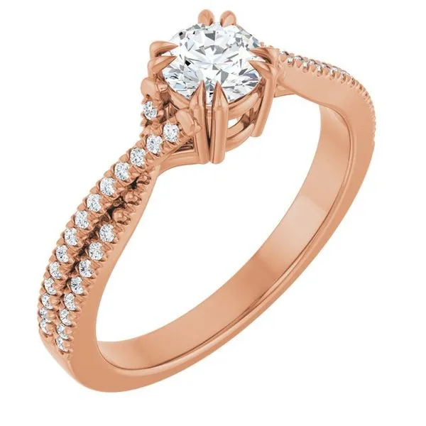 Double Claw-Prong Solitaire Criss-Cross Engagement Ring J. West Jewelers Round Rock, TX