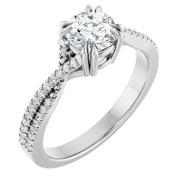 Double Claw-Prong Solitaire Criss-Cross Engagement Ring J. West Jewelers Round Rock, TX