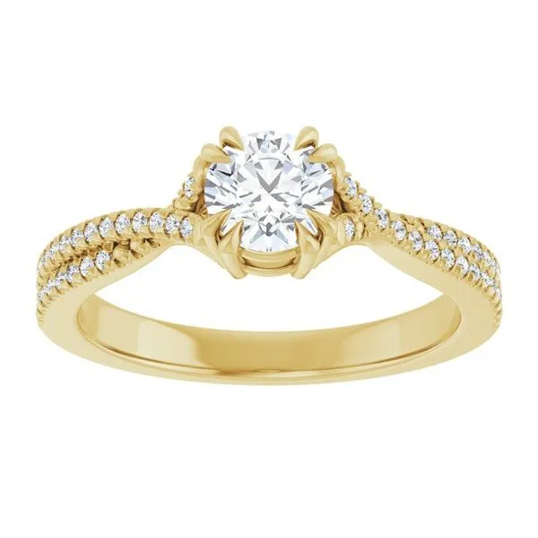 Double Claw-Prong Solitaire Criss-Cross Engagement Ring Image 3 JF Jones Jewelers Rochester, NY
