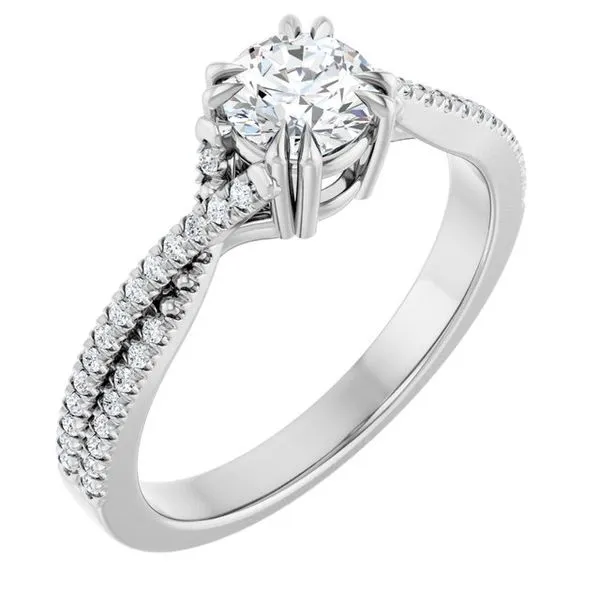 Double Claw-Prong Solitaire Criss-Cross Engagement Ring Michael Szwed Jewelers Longmeadow, MA
