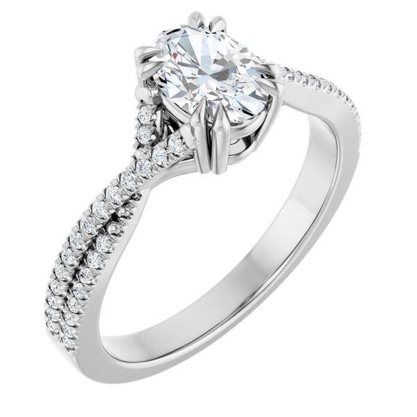Double Claw-Prong Solitaire Criss-Cross Engagement Ring