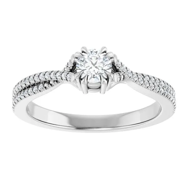 Double Claw-Prong Solitaire Criss-Cross Engagement Ring Image 3 Arezzo Jewelers Elmwood Park, IL