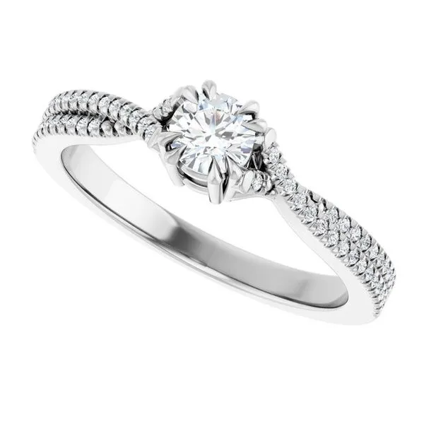Double Claw-Prong Solitaire Criss-Cross Engagement Ring Image 5 J. West Jewelers Round Rock, TX