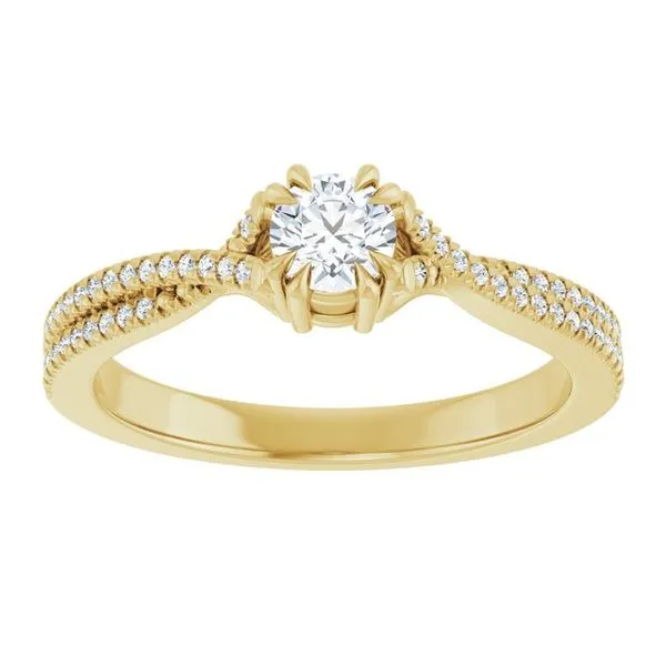 Double Claw-Prong Solitaire Criss-Cross Engagement Ring Image 3 JF Jones Jewelers Rochester, NY