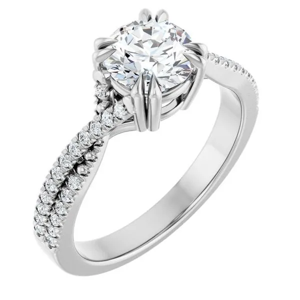 Double Claw-Prong Solitaire Criss-Cross Engagement Ring J. West Jewelers Round Rock, TX