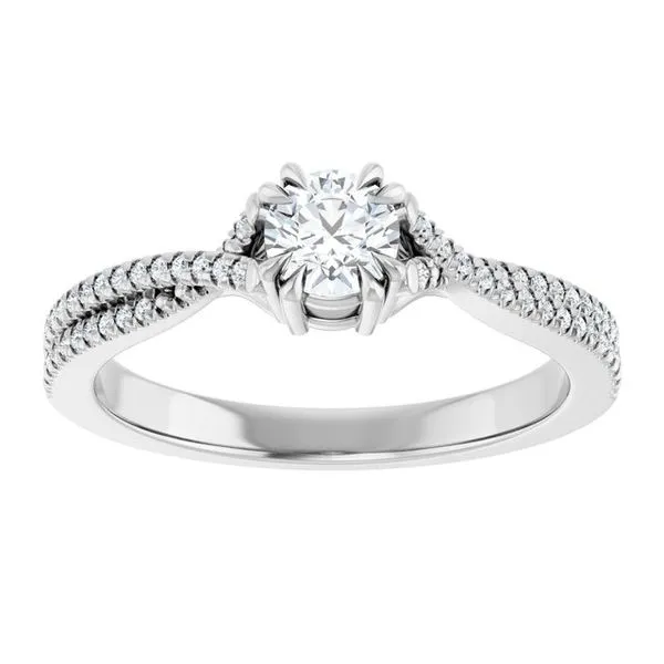 Double Claw-Prong Solitaire Criss-Cross Engagement Ring Image 3 Vulcan's Forge LLC KANSAS CITY, MO
