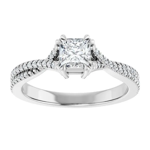 Double Claw-Prong Solitaire Criss-Cross Engagement Ring Image 3 J. West Jewelers Round Rock, TX