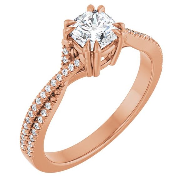Double Claw-Prong Solitaire Criss-Cross Engagement Ring