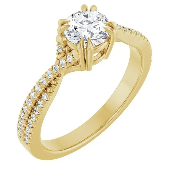 Double Claw-Prong Solitaire Criss-Cross Engagement Ring J. West Jewelers Round Rock, TX