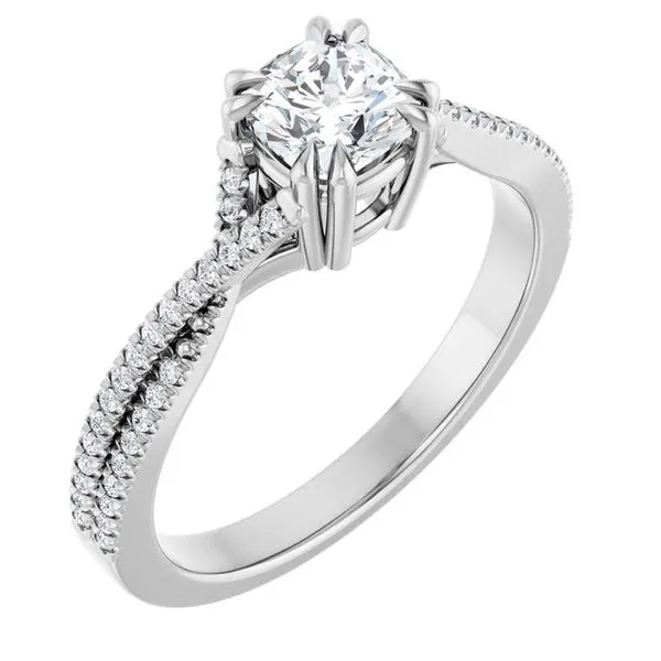 Double Claw-Prong Solitaire Criss-Cross Engagement Ring Collard Jewelers League City, TX