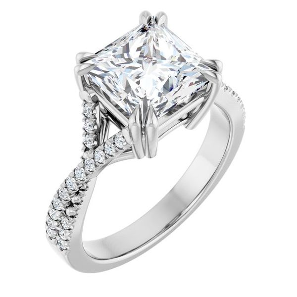 Double Claw-Prong Solitaire Criss-Cross Engagement Ring