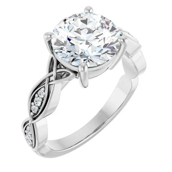 V-End Prong Accented Engagement Ring Berilian Jewelers Folsom, CA