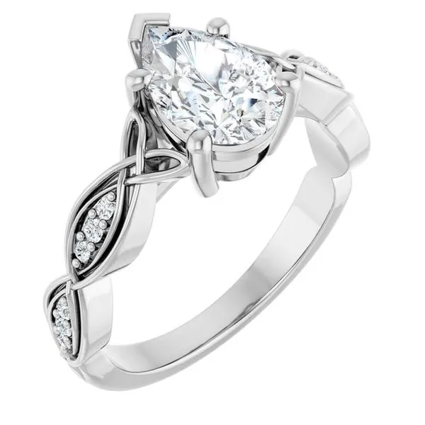 V-End Prong Accented Engagement Ring Berilian Jewelers Folsom, CA