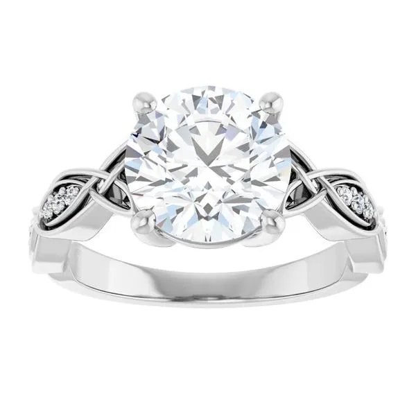 V-End Prong Accented Engagement Ring Image 3 Berilian Jewelers Folsom, CA