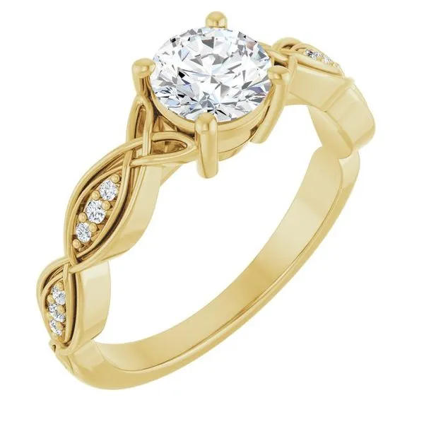 V-End Prong Accented Engagement Ring Berilian Jewelers Folsom, CA