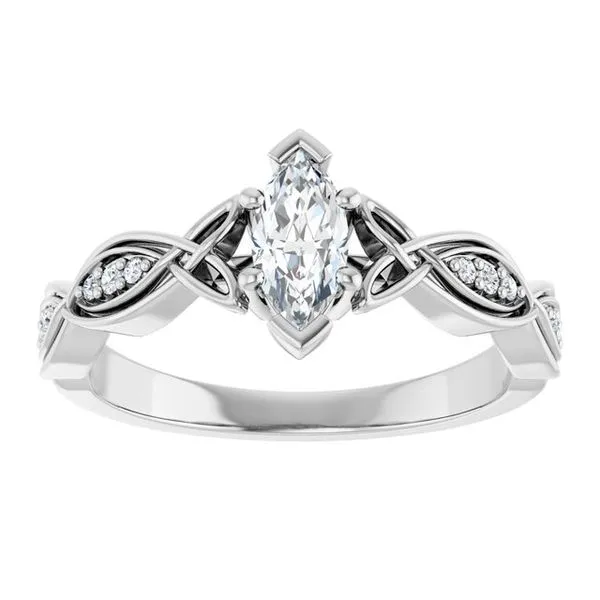 V-End Prong Accented Engagement Ring Image 3 Raleigh Diamond Fine Jewelry Raleigh, NC