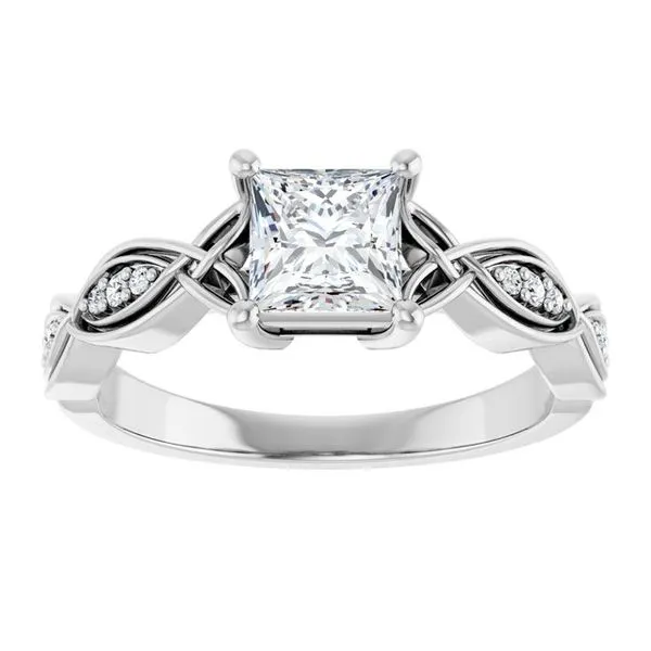 V-End Prong Accented Engagement Ring Image 3 Berilian Jewelers Folsom, CA