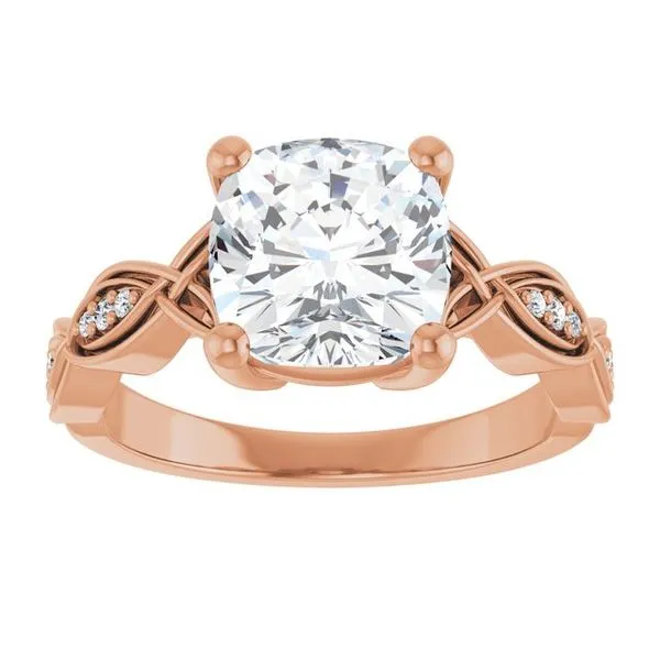 V-End Prong Accented Engagement Ring Image 3 Berilian Jewelers Folsom, CA