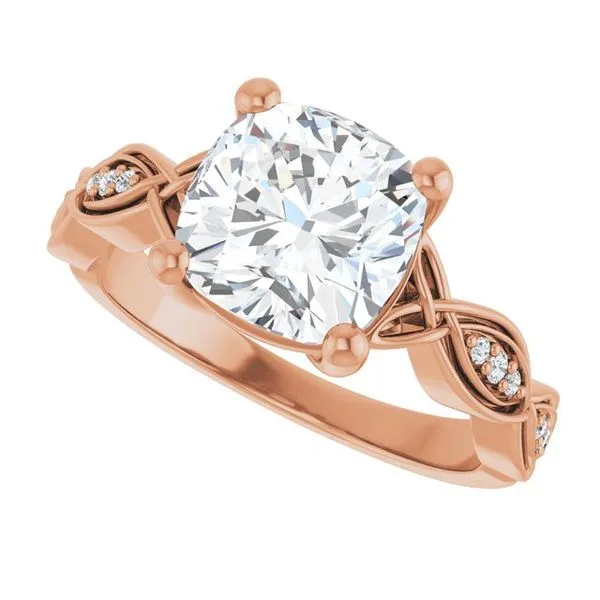 V-End Prong Accented Engagement Ring Image 5 Berilian Jewelers Folsom, CA