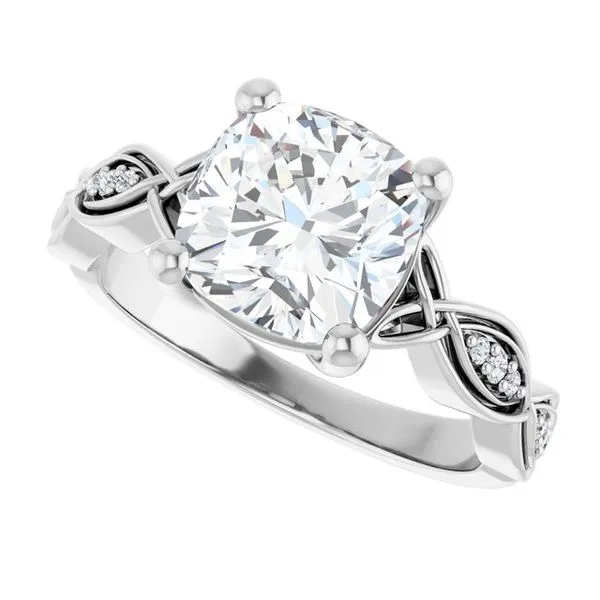 V-End Prong Accented Engagement Ring Image 5 Berilian Jewelers Folsom, CA