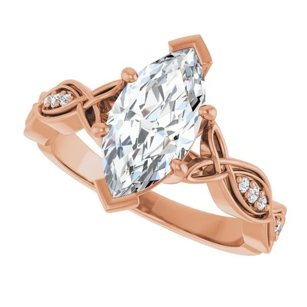 V-End Prong Accented Engagement Ring Image 5 Berilian Jewelers Folsom, CA