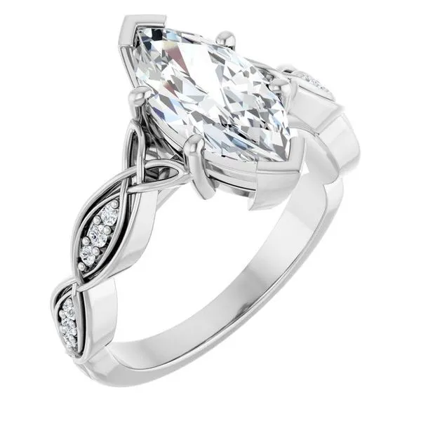 V-End Prong Accented Engagement Ring Berilian Jewelers Folsom, CA