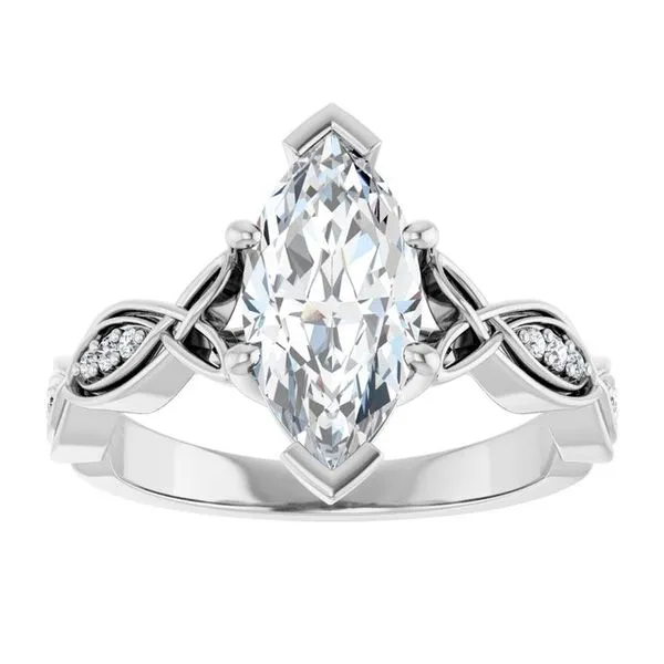 V-End Prong Accented Engagement Ring Image 3 Berilian Jewelers Folsom, CA