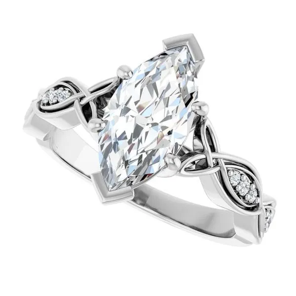 V-End Prong Accented Engagement Ring Image 5 Berilian Jewelers Folsom, CA