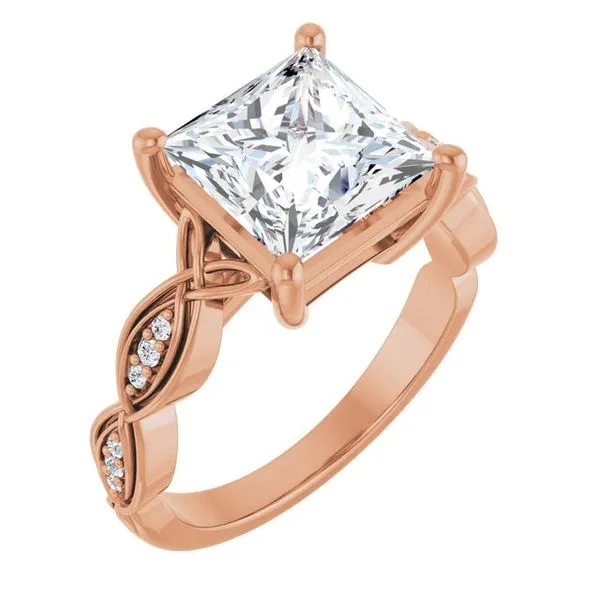 V-End Prong Accented Engagement Ring Berilian Jewelers Folsom, CA