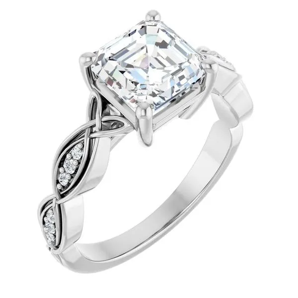 V-End Prong Accented Engagement Ring Berilian Jewelers Folsom, CA