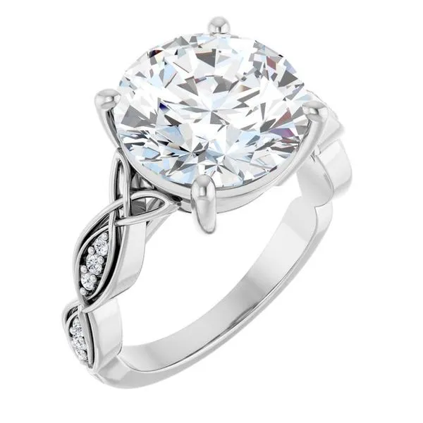 V-End Prong Accented Engagement Ring Berilian Jewelers Folsom, CA