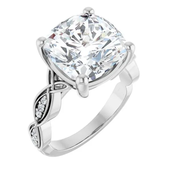 V-End Prong Accented Engagement Ring Berilian Jewelers Folsom, CA